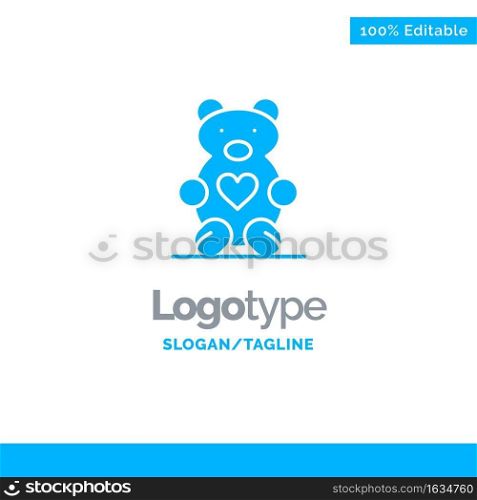 Hearts, Love, Loving, Wedding Blue Solid Logo Template. Place for Tagline