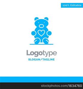 Hearts, Love, Loving, Wedding Blue Solid Logo Template. Place for Tagline