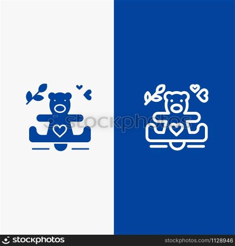 Hearts, Love, Loving, Wedding Line and Glyph Solid icon Blue banner Line and Glyph Solid icon Blue banner