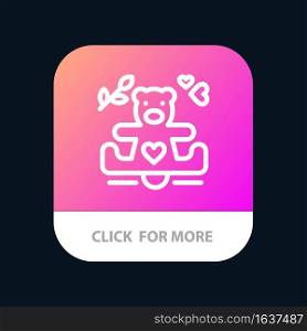 Hearts, Love, Loving, Wedding Mobile App Button. Android and IOS Line Version