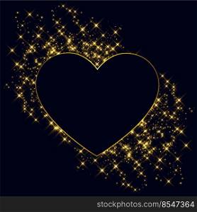 hearts made with golden sparkles background