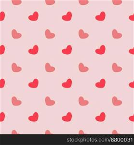 Hearts on a pink background, seamless pattern, vector. Red and pink hearts on a light pink background.