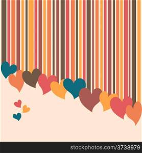Hearts on stripes valentines day invitation card