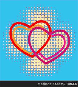 hearts over halftone background