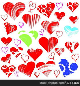 Hearts over white background, vector designer set