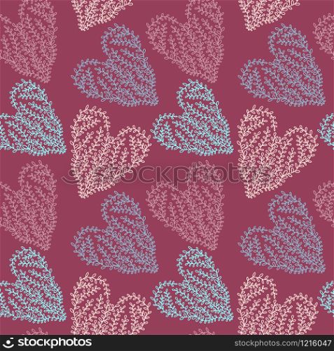 Hearts pattern for childish linen textile design. Hearts pattern for childish linen textile design.