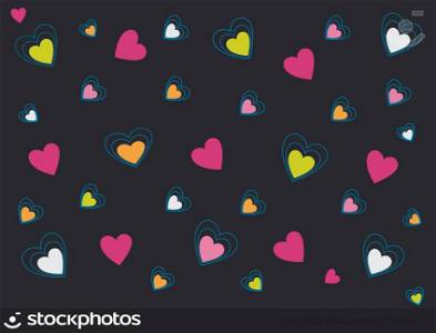 Hearts pattern in soft pink, yellow and grey backgrounds- Easy to edit and to mix and match with other vector elements
