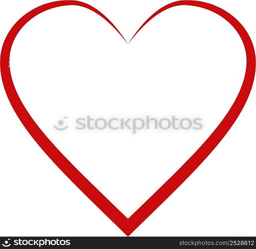 Hearts red calligraphic stroke symbol love sign outline heart