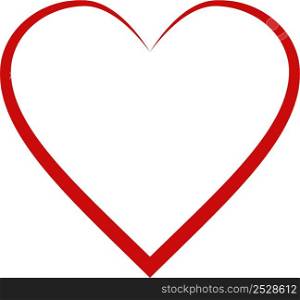 Hearts red calligraphic stroke symbol love sign outline heart