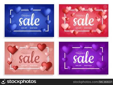 Hearts sale banner set valentines day Royalty Free Vector