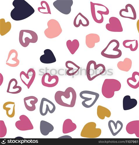 Hearts seamless pattern. Valentines Day backdrop. 14 february wallpaper. Scandinavian design for fabric, textile print, wrapping paper, children textile. Vector illustration. Hearts seamless pattern. Valentines Day backdrop. 14 february wallpaper.