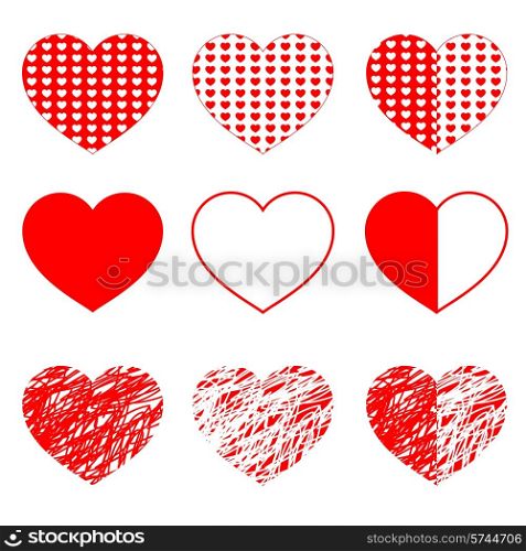 Hearts set for wedding and valentine design on white background