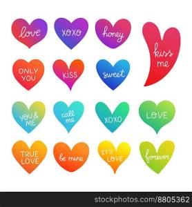 Hearts set. Hand drawn hearts. Design elements for Valentines day. Vector illustration