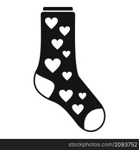 Hearts sock icon simple vector. Winter fashion item. Wool item. Hearts sock icon simple vector. Winter fashion item