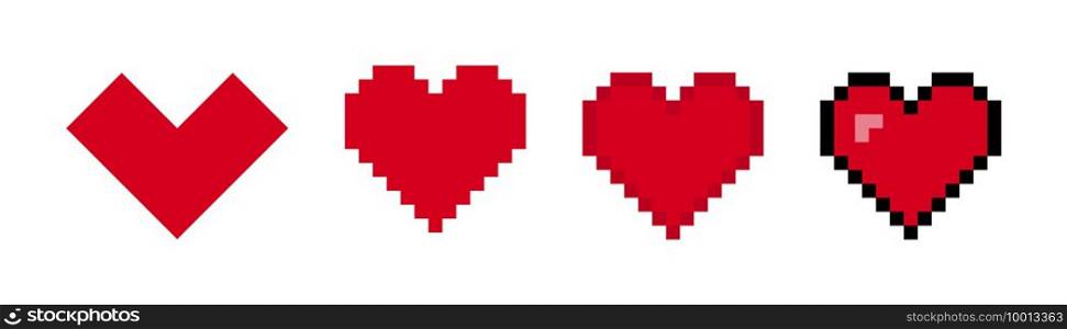 Hearts vector pixel icons isolated elements. Vector illustration. Love symbol isolated  signs.  EPS 10