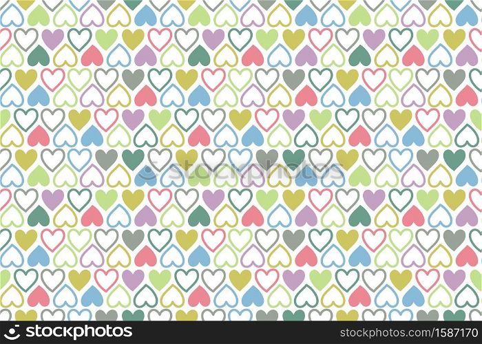 Hearts vector seamless pattern for shirt, panties, tank top or swimsuit, underwear, bedding, blanket or pillow. Outline sketch background. Doodle textile. Wedding. Fashion design for Valentines day