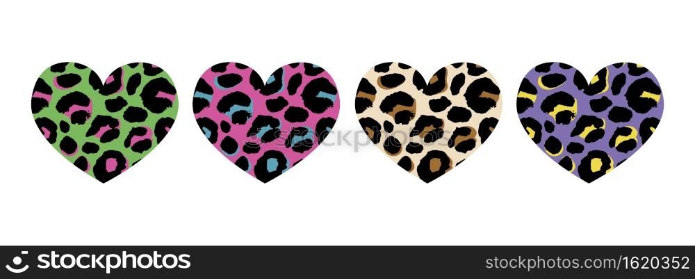 hearts with animal print in vector format, individual. hearts with animal print in vector format, individual objects