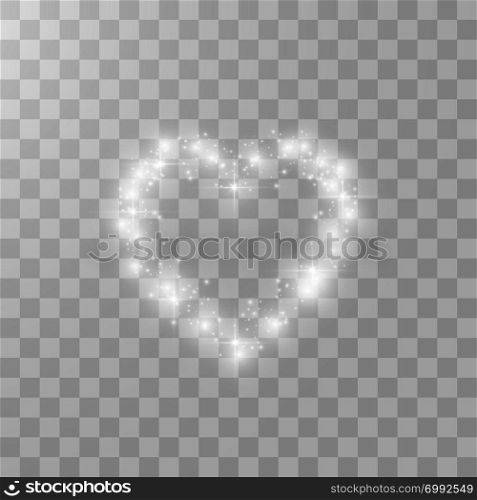 Hearts with light, stars on transparent background. Vector Illustration.. Hearts with light, stars on transparent background. Vector Illustration