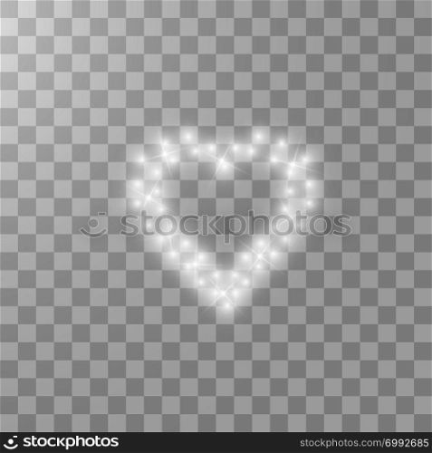 Hearts with light, stars on transparent background. Vector Illustration.. Hearts with light, stars on transparent background. Vector Illustration