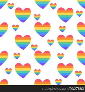 Hearts with rainbow, seamless pattern. LGBT rights symbol. LGBT community concept.Gay Pride Month celebration. Vector illustration