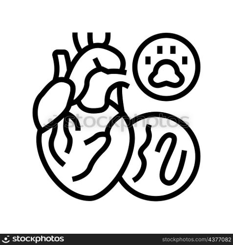 heartworm disease line icon vector. heartworm disease sign. isolated contour symbol black illustration. heartworm disease line icon vector illustration