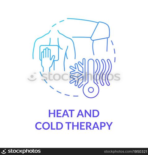 Heat and cold therapy graident blue concept icon. Compress for relieving back pain and swelling. Physiotherapy abstract idea thin line illustration. Vector isolated outline color drawing. Heat and cold therapy graident blue concept icon