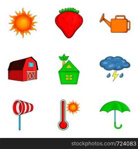 Heat icons set. Cartoon set of 9 heat vector icons for web isolated on white background. Heat icons set, cartoon style