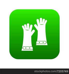 Heat resistant gloves for welding icon digital green for any design isolated on white vector illustration. Heat resistant gloves for welding icon digital green