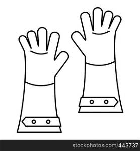 Heat resistant gloves for welding icon in outline style isolated vector illustration. Heat resistant gloves for welding icon outline