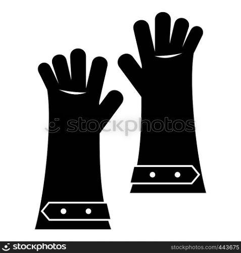 Heat resistant gloves for welding icon in simple style isolated vector illustration. Heat resistant gloves for welding icon simple