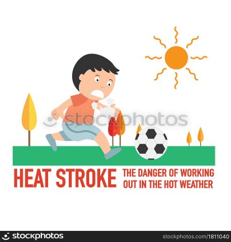 Heat stroke,The dangers of working out in the hot weather.,vector illustration.