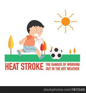 Heat stroke,The dangers of working out in the hot weather.,vector illustration.