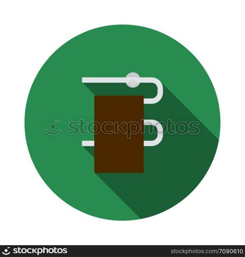 Heated Towel Rail Icon. Flat Circle Stencil Design With Long Shadow. Vector Illustration.