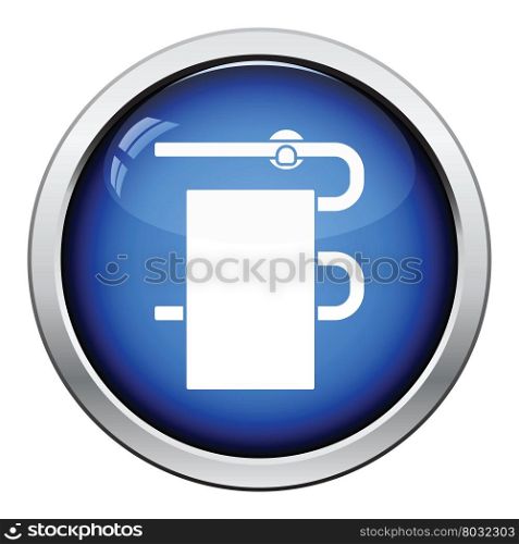 Heated towel rail icon. Glossy button design. Vector illustration.