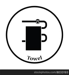 Heated towel rail icon. Thin circle design. Vector illustration.