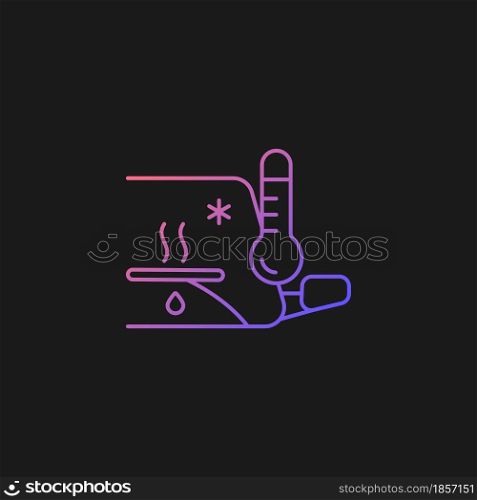 Heated wiper blades gradient vector icon for dark theme. Melting ice and snow feature. Defrosting car windshield. Thin line color symbol. Modern style pictogram. Vector isolated outline drawing. Heated wiper blades gradient vector icon for dark theme