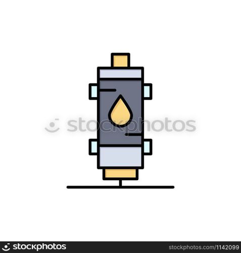 Heater, Water, Heat, Hot, Gas, Geyser Flat Color Icon. Vector icon banner Template