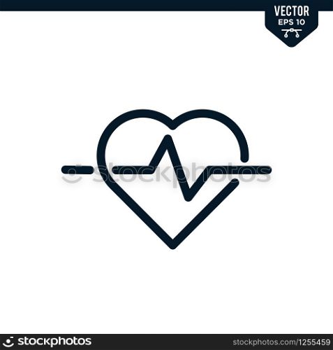 Heath and Pulse icon collection in outlined or line art style, editable stroke vector