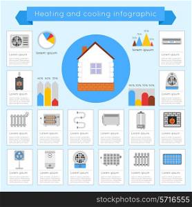 Heating and cooling infographics set with coldly cool heat hot vector illustration