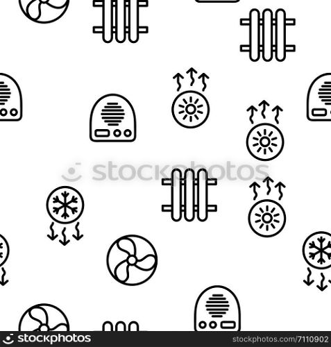 Heating And Cooling System Vector Seamless Pattern Contour Illustration. Heating And Cooling System Vector Seamless Pattern