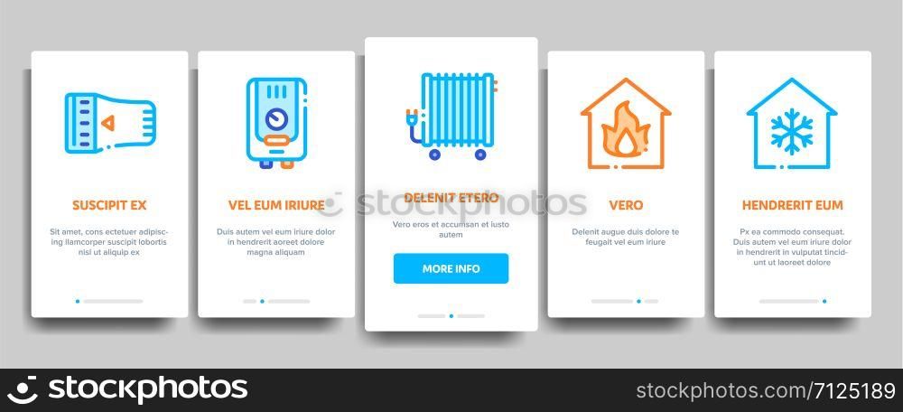 Heating And Cooling Vector Onboarding Mobile App Page Screen. Contour Illustrations. Heating And Cooling Vector Onboarding