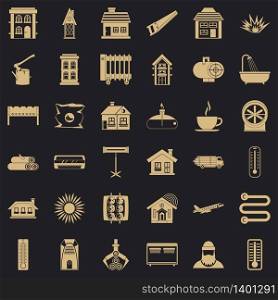 Heating icons set. Simple style of 36 heating vector icons for web for any design. Heating icons set, simple style