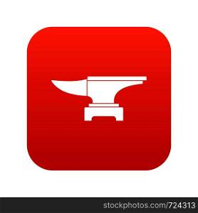 Heavy black metal anvil icon digital red for any design isolated on white vector illustration. Heavy black metal anvil icon digital red
