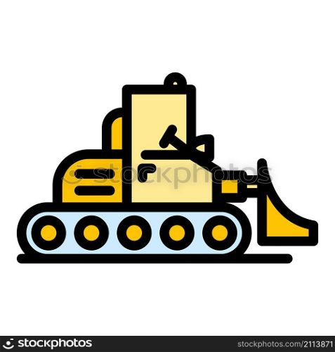 Heavy bulldozer icon. Outline heavy bulldozer vector icon color flat isolated. Heavy bulldozer icon color outline vector
