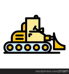 Heavy bulldozer icon. Outline heavy bulldozer vector icon color flat isolated. Heavy bulldozer icon color outline vector