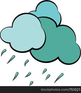 Heavy downpour from a cloudy sky depicting the rainy weather vector color drawing or illustration