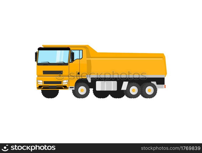 Heavy Dump Truck. Modern standard tipper truck. Flat vector.