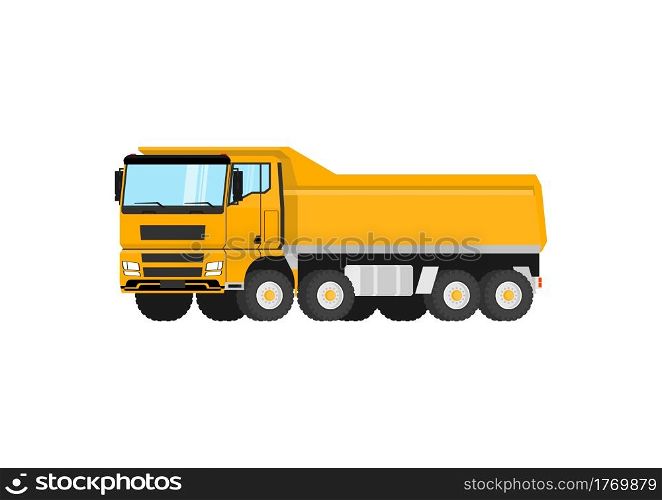 Heavy Dump Truck. Modern standard tipper truck. Flat vector.