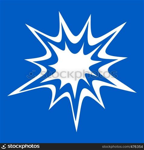Heavy explosion icon white isolated on blue background vector illustration. Heavy explosion icon white