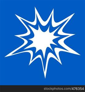 Heavy explosion icon white isolated on blue background vector illustration. Heavy explosion icon white